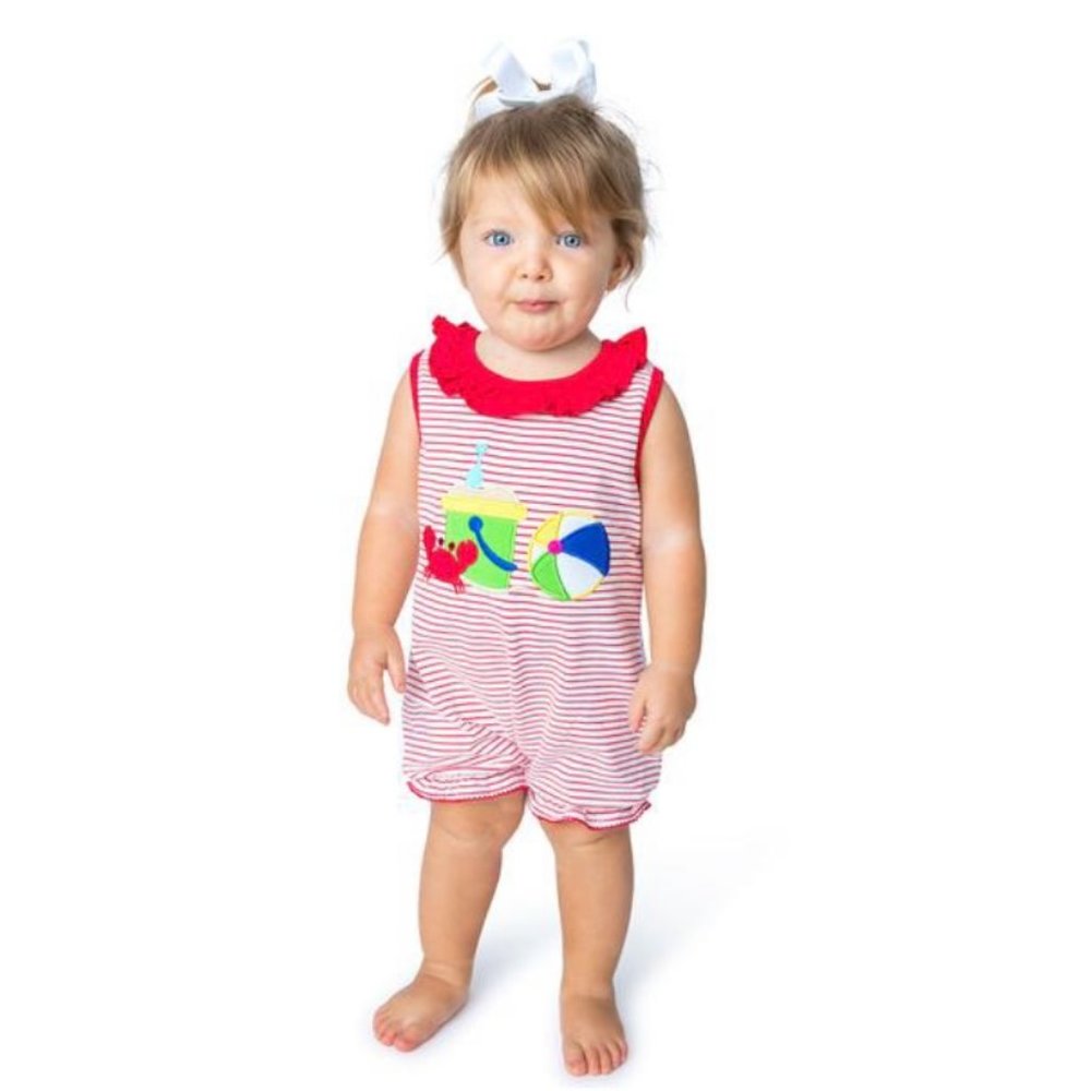 Applique Beach Ball Girl's Romper